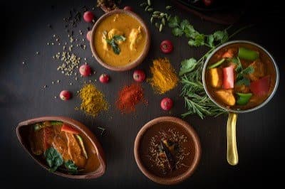 Assorted TyMalabar curries with whole spices